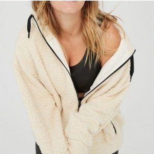 Aerie Offline Sherpa Teddy Hoodie Soft Cozy Jacket Sweatshirt Oversized Size S